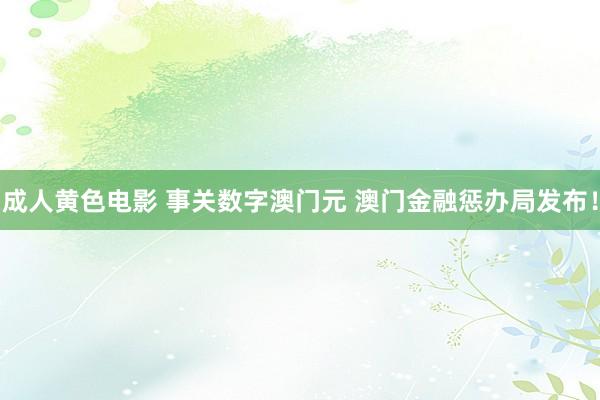 成人黄色电影 事关数字澳门元 澳门金融惩办局发布！