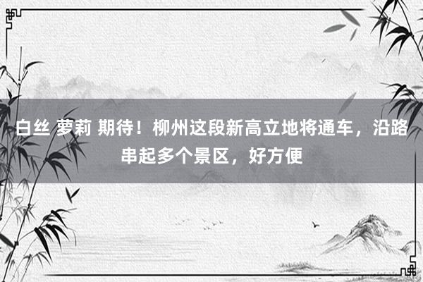 白丝 萝莉 期待！柳州这段新高立地将通车，沿路串起多个景区，好方便