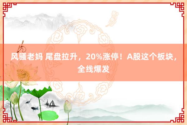 风骚老妈 尾盘拉升，20%涨停！A股这个板块，全线爆发