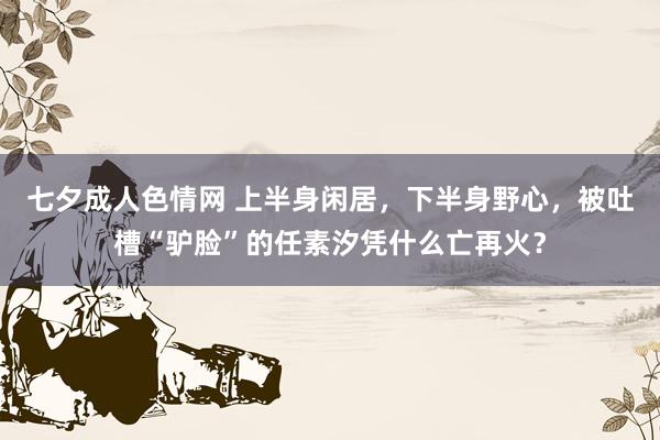 七夕成人色情网 上半身闲居，下半身野心，被吐槽“驴脸”的任素汐凭什么亡再火？