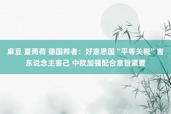 麻豆 夏雨荷 德国粹者：好意思国“平等关税”害东说念主害己 中欧加强配合意旨紧要