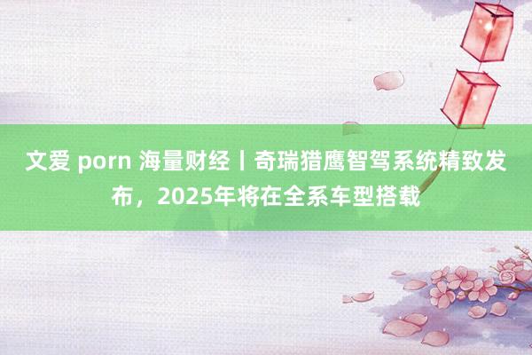 文爱 porn 海量财经丨奇瑞猎鹰智驾系统精致发布，2025年将在全系车型搭载