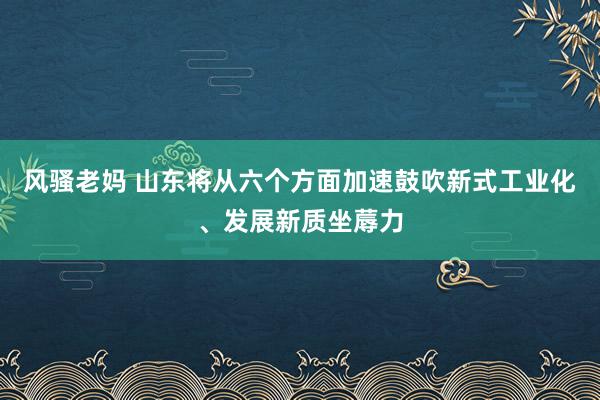 风骚老妈 山东将从六个方面加速鼓吹新式工业化、发展新质坐蓐力
