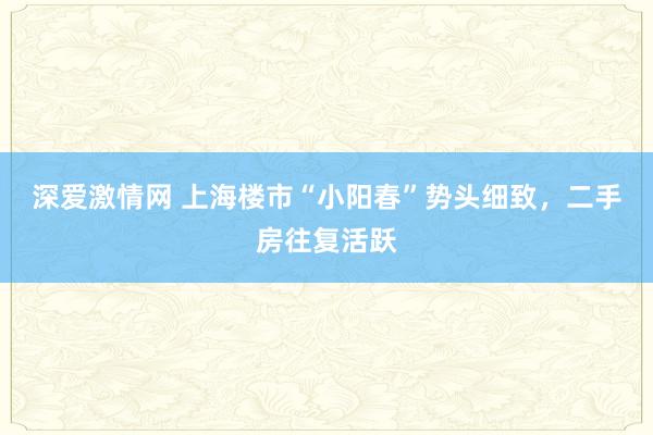 深爱激情网 上海楼市“小阳春”势头细致，二手房往复活跃