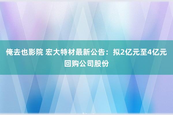 俺去也影院 宏大特材最新公告：拟2亿元至4亿元回购公司股份