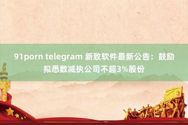 91porn telegram 新致软件最新公告：鼓励拟悉数减执公司不超3%股份