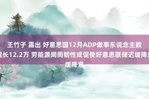 王竹子 露出 好意思国12月ADP做事东说念主数增长12.2万 劳能源阛阓韧性或促使好意思联储迟缓降息