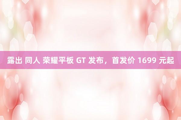 露出 同人 荣耀平板 GT 发布，首发价 1699 元起