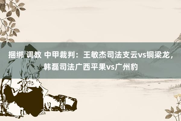 捆绑 调教 中甲裁判：王敏杰司法支云vs铜梁龙，韩磊司法广西平果vs广州豹