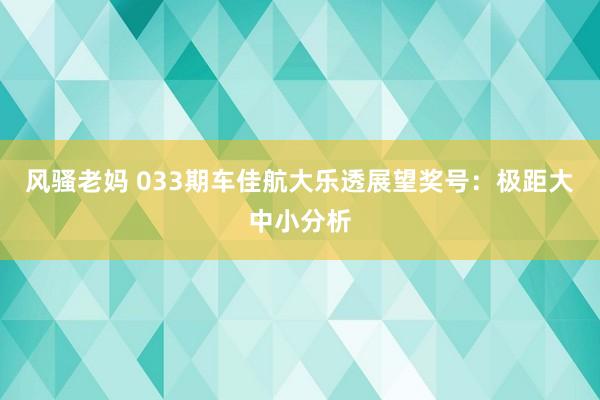 风骚老妈 033期车佳航大乐透展望奖号：极距大中小分析