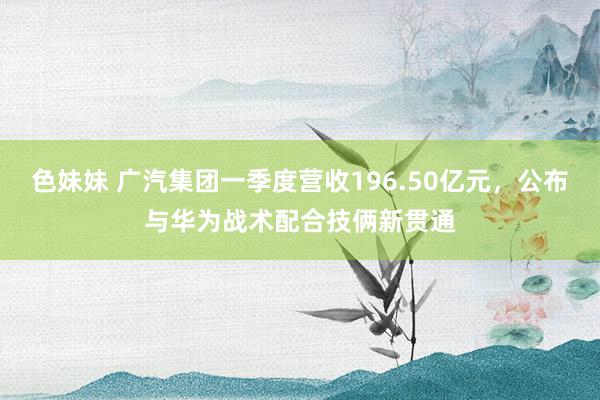 色妹妹 广汽集团一季度营收196.50亿元，公布与华为战术配合技俩新贯通